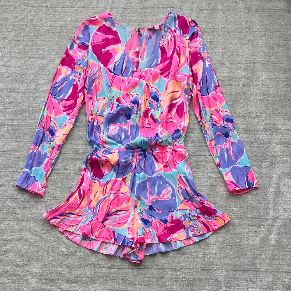 Lilly Pulitzer Pink Multi Floral Long-Sleeve Romper